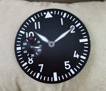 Žiūrėti dalys 38.9 mm black watch dial Ginklą spalvų Žiūrėti vertus balta skaičius žalios šviesos Tinka eta6497 judėjimo P. 13-21