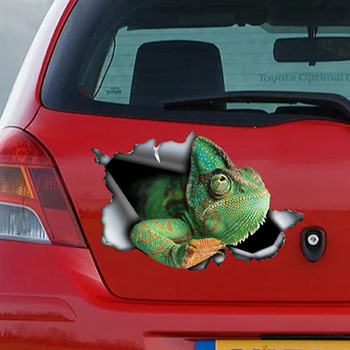 EARLFAMILY 13cm x 8.6 cm Žalias Chameleonas Automobilių Lipdukas Suplėšyti Metalo Lipdukas Atspindintis Lipdukas Vandeniui Chameleonas Lipdukai Apdaila