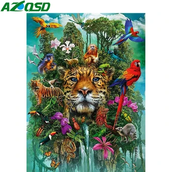 AZQSD 5d Diamond Tapyba Nauja siunta Gyvūnų Namų Dekoro Diamond Siuvinėjimo Leopard Papūga Mozaikos Vaizdą Cirkonio