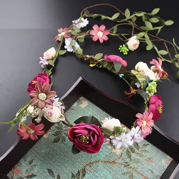 Išgalvotas rotango mori gėlių fėja lankelis nuotakos girliandas Nuotakos šukuosena vestuvių plaukų aksesuarai