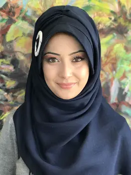 Islamo Mados Musulmonų Moterys Hijab 2021 Tendencija Šalikas Sagtis Pasiruošę Sal Karinio Jūrų Laivyno Skrybėlę Ir Skara