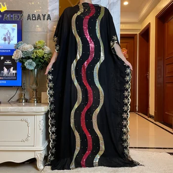 Abaja Dubajus Turkijos Musulmonų Suknelė 2021 Mados Caftan Skraiste Blizgučiai Siuvinėjimas Afrikos Boubou Šalis Suknelė Elegantiškas Islamo Apranga