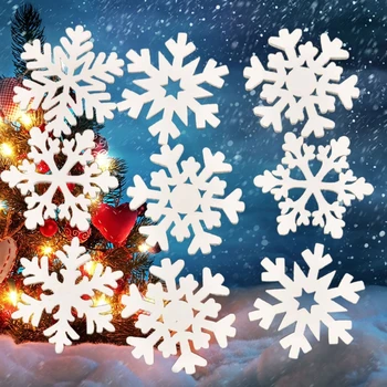 10 Vnt. Mini Baltos Snaigės Kabinti Kalėdų Eglučių Papuošalai, Medinių Namų Dekoro Švenčių Šalis Kalėdos Kabinti Apdaila
