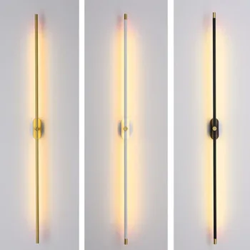 Šiuolaikinės paprastas linijinis vamzdžio LED sienos lempos aukštyn žemyn fone priešingą sieną šviesos diodų (LED naktiniai fojė, koridorių juodojo aukso LED sconce