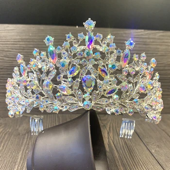 Nauja sidabro Nuotaka Crown Princess Šukuosena Gimtadienio Lankelis Vestuvių Plaukų Papuošalai, Vestuviniai Tiara Derliaus galvos Apdangalai lapų ašaros