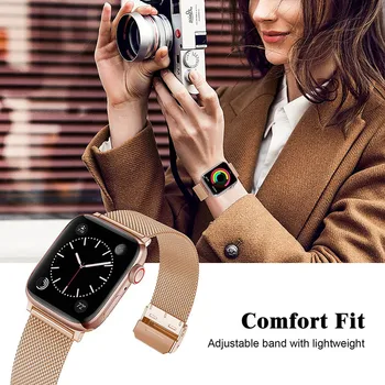 Byloje+Diržu, Apple Watch band 44mm 40mm 38/42mm correa Magnetine kilpa, nerūdijančio plieno Metalo apyrankė iWatch 