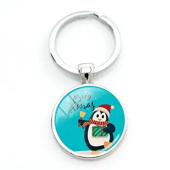 TAFREE Merry Xmas Mielas pingvinas Stiklo foto keychains pakabukas animacinių filmų raktų žiedas maišelį Priedai naujųjų metų kalėdų dovana CM498