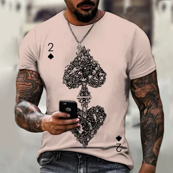 2021 Vyrų Europos ir Amerikos Gatvės T-shirts 3D Asmenybės Kortelės Mados Laisvus Drabužius Greitai džiovinimo Didelio Dydžio, Vasaros, Nauja