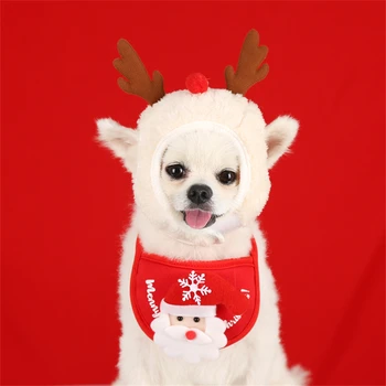 Šuo, Katė Pet Kalėdų Skrybėlę Su Antkrūtiniais Teddy Briedžių Santa Claus Kombinezonai Su Antkrūtiniais Drabužius Uzpost Priedai Kalėdų Naminių Reikmenys