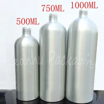 1000ML Tuščias Aliuminio Buteliukas Su Užsukamu , 1000CC Daugkartiniai Sidabro spalvos Metalo Taros Butelis , Tuščias Kosmetikos Bakas