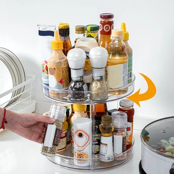 360 Pasukti Nuimamas Organizatorius Multi-layer stalčiuko Konteinerių Virtuvės Prieskonis Vaisių Lentynos Skaidri Ratas Dėžutę