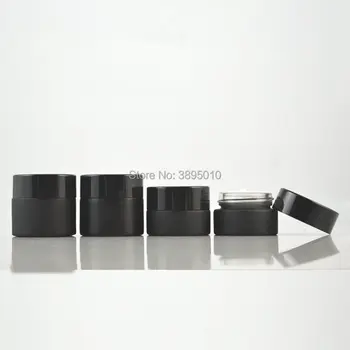 5g, 10g black Tuščias Šalčio Stiklinės Grietinėlės Indelį su juodais Dangteliais sudaro Kosmetikos Stiklo Tara, F1072